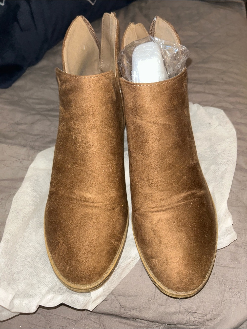 Journee Brown Suede Ankle Boots